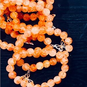 1 Bracelet Handcrafted Marbled Orange Beaded with Butterfly Charm🧘🧘‍♂️🧘‍♀️